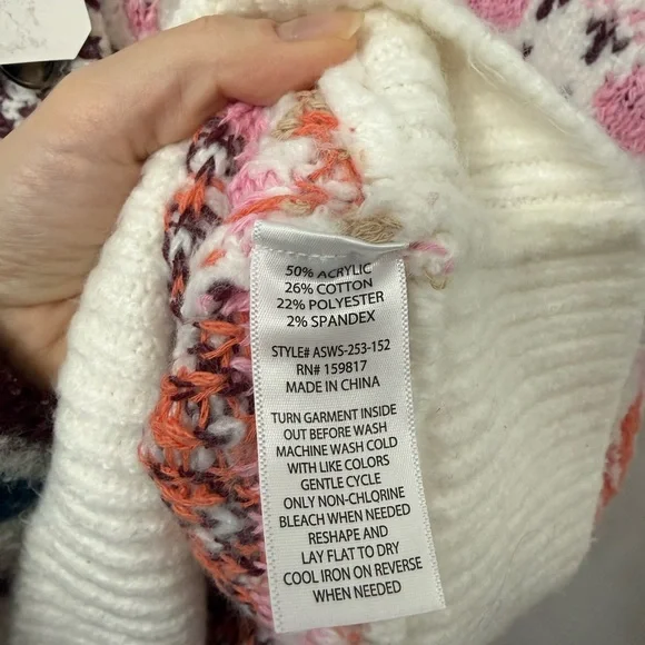 Altar'd State Pink and Orange V-Neck Sweater - Picture 7 of 8